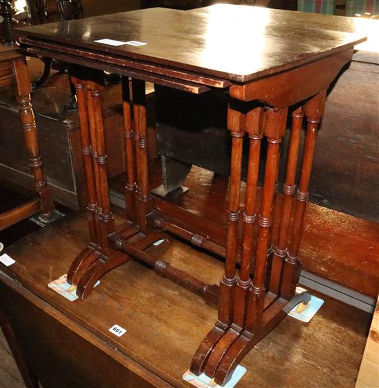 Nest of three mahogany tables